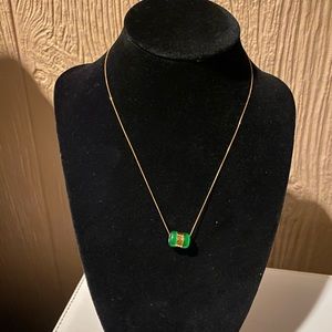 Natural jade pendant barrel with 24k gold